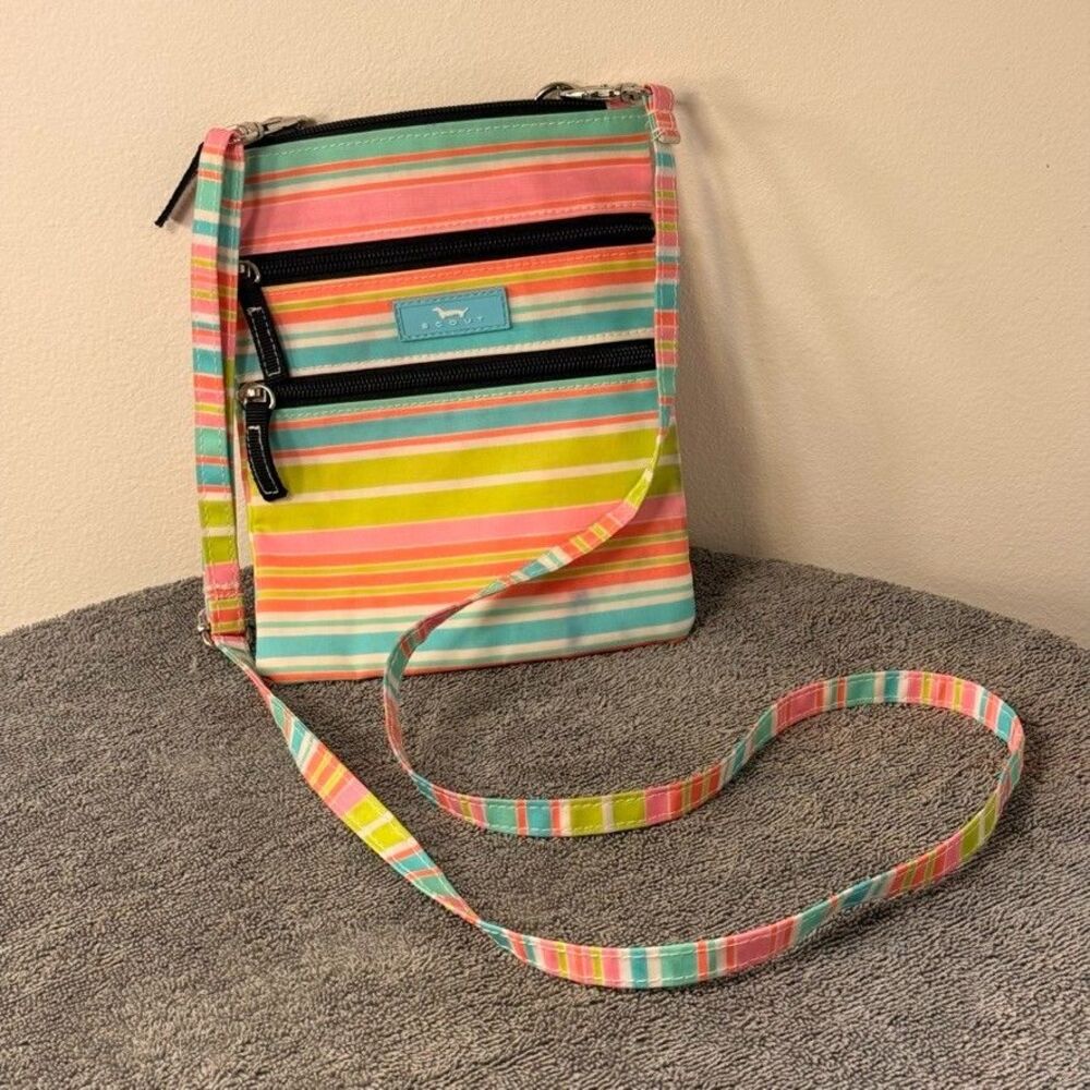 Scout Bags Crossbody Organizer Purse Multicolor Stripe Zip Travel Lightweight